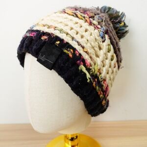 Bula Beanie Hat Multicolor Chunky Knit Wool Pom Pom Winter Apres Ski Snowboard